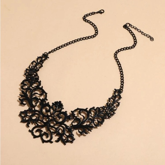 Gothic Glam GoddessWear Filigree & Scroll Gunmetal Black Statement Neckl… - Picture 3 of 13